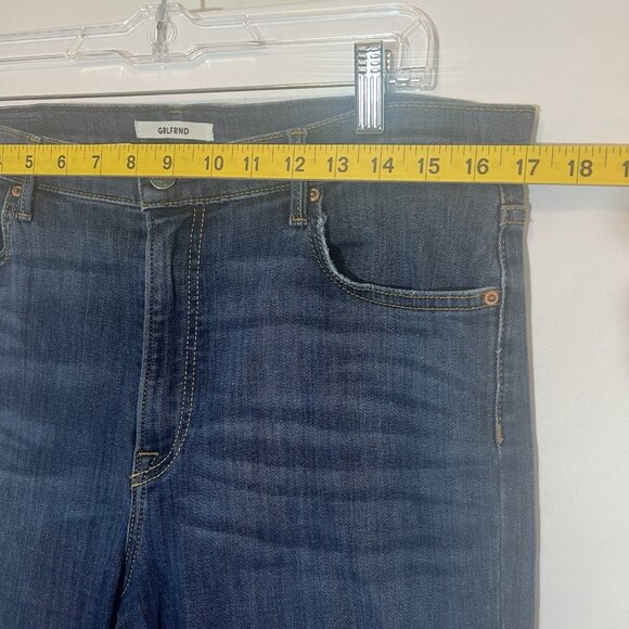 GRLFRND Women’s Jeans Size 32 Reed Blue Denim Cropped High Rise Skinny Straight - Picture 5 of 14
